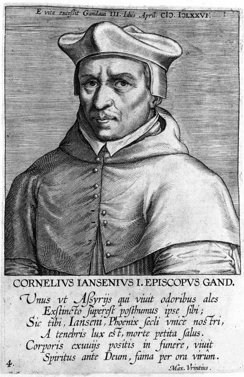 Porträt von Cornelius Jansen, genannt Jansenius (1585-1638), Gründer des Jansenismus. Gravur aus dem 17. Jahrhundert. von Unknown artist