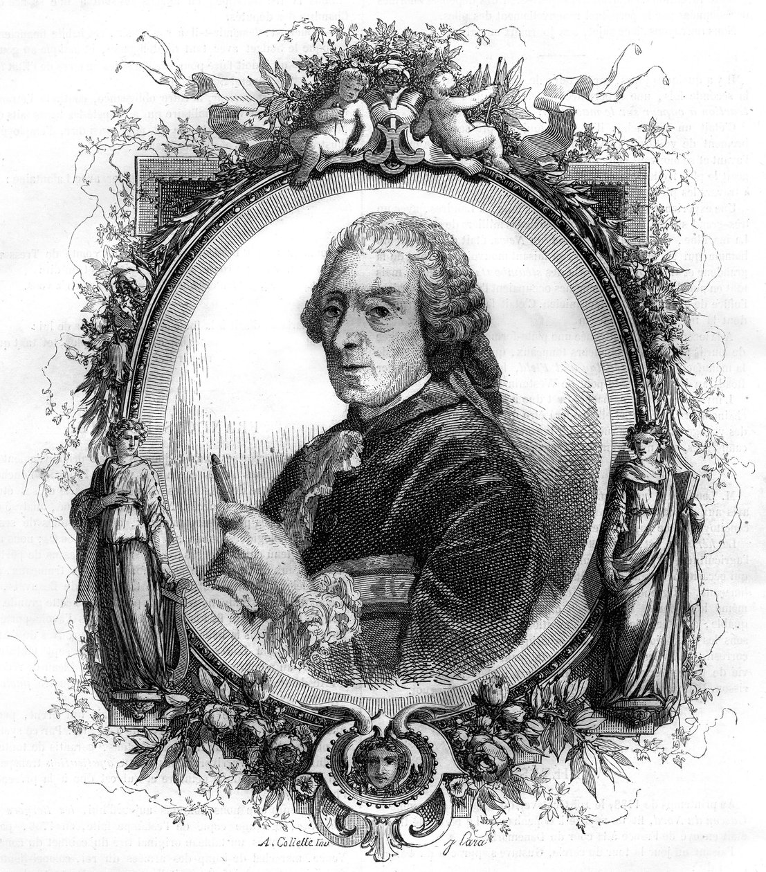 Porträt des englischen Malers François Boucher (1703-1770), Gravur von 1858 von Unknown artist
