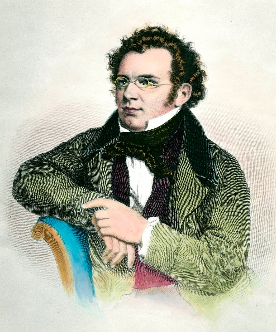 Porträt von Franz Schubert (1797-1828), österreichischer Komponist. Gravur des 19. Jahrhunderts. Privatsammlung von Unknown artist