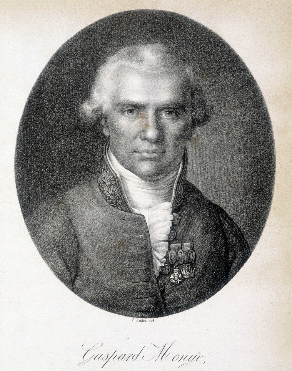 Porträt von Gaspard Monge, Comte de Peluse (1746 - 1818), französischer Mathematiker - Gravur von Unknown artist