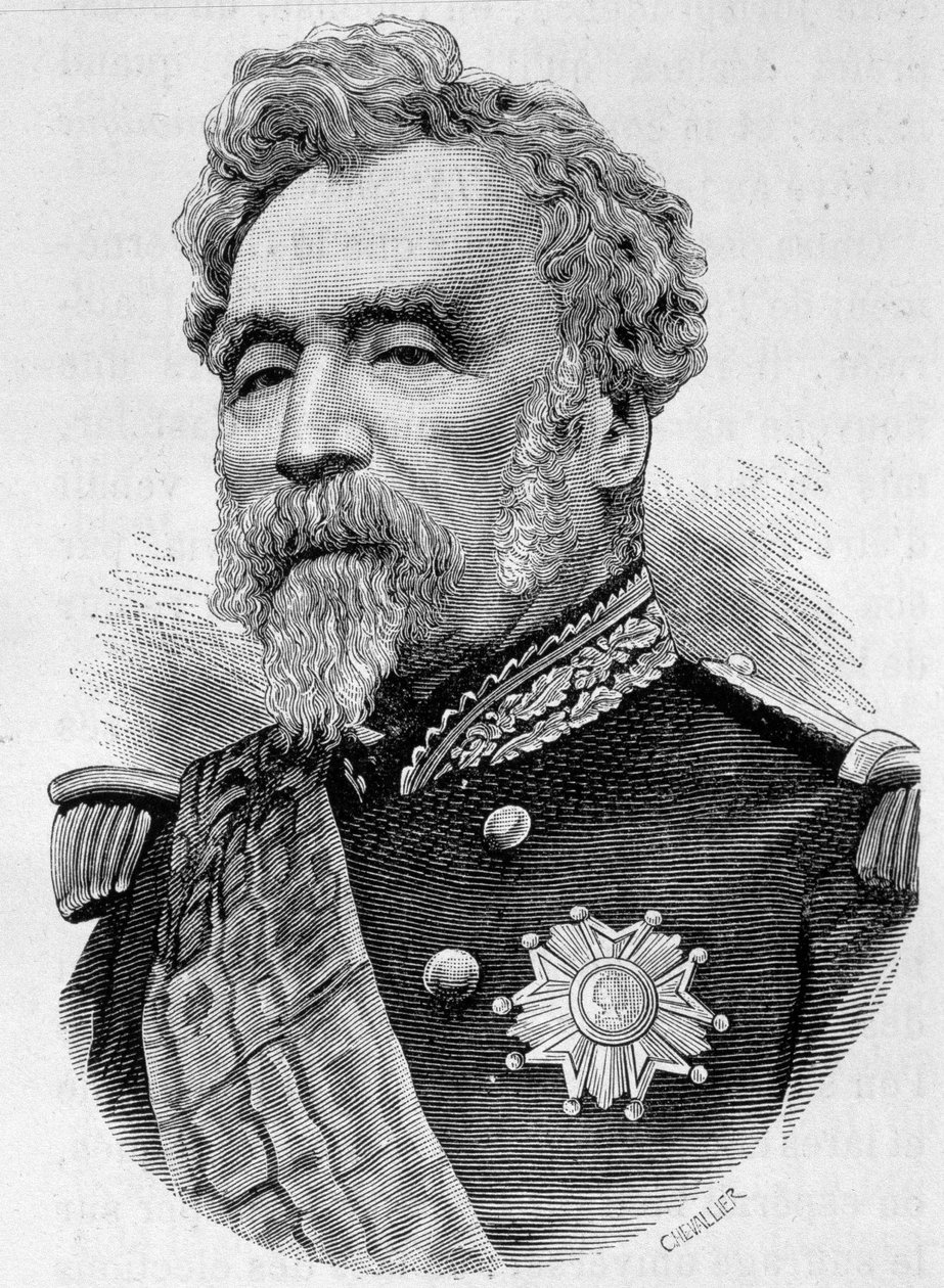 Porträt von General de la Motterouge. Gravur aus dem späten 19. Jahrhundert in „Histoire de France“ von H. Martin von Unknown artist