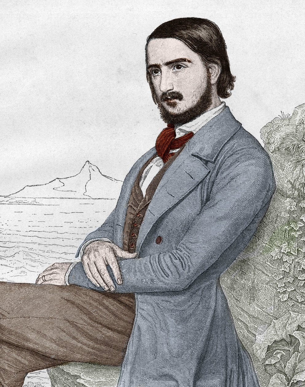 Porträt von Georg Herwegh, deutscher Dichter, nach dem Gemälde von C. Hitz von Unknown artist