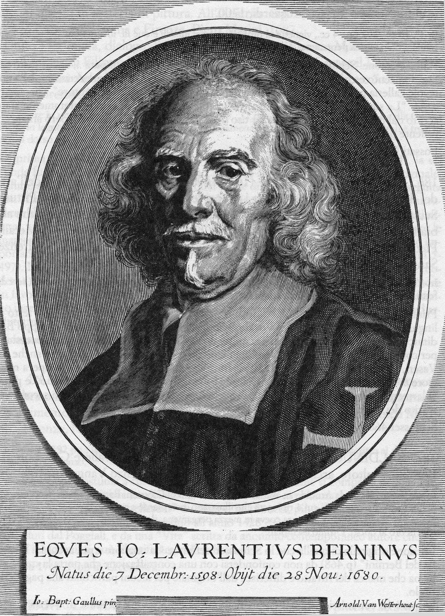 Porträt von Gian Lorenzo Bernini, bekannt als Bernini (1598-1680), italienischer Bildhauer, Maler und Architekt. Gravur von Arnold Van Westerhout aus dem Jahr 1682. von Unknown artist