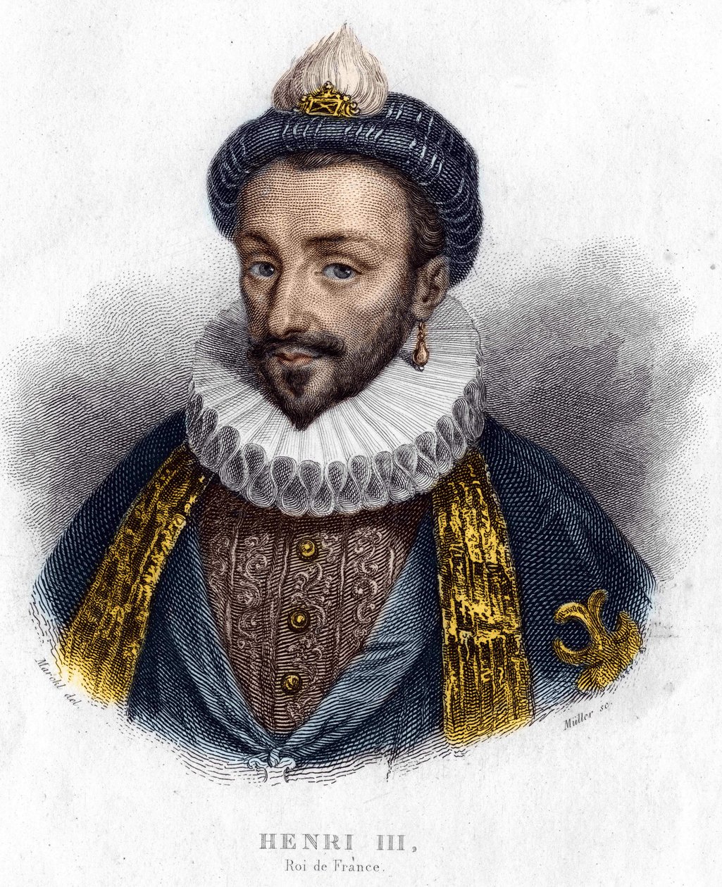 Porträt von Heinrich III. (1551 - 1589), König von Frankreich. Gravur 19. Jahrhundert von Unknown artist