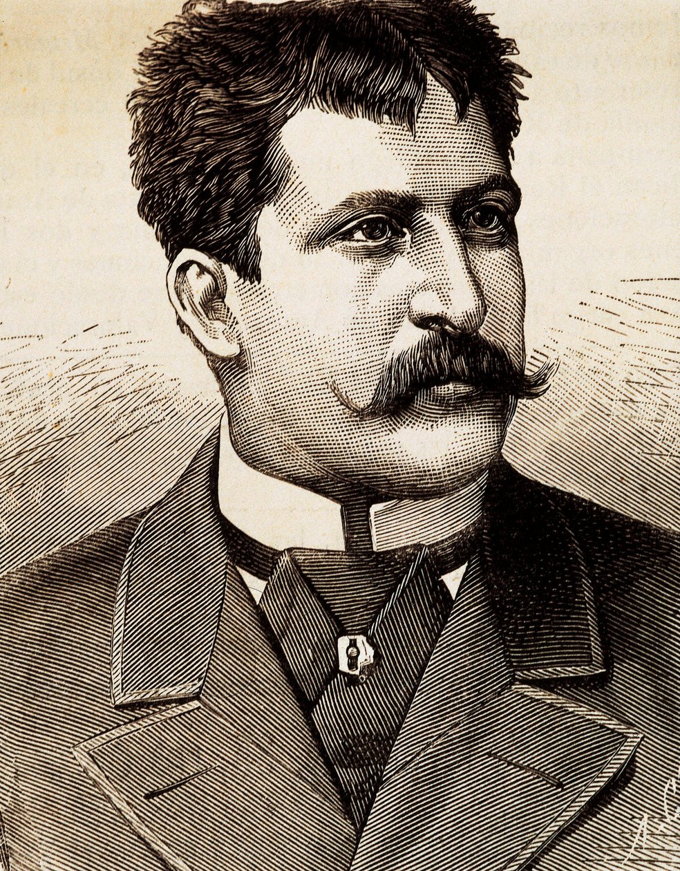 Porträt des italienischen lyrischen Sängers Mattia Battistini (1857-1928). Gravur des 19. Jahrhunderts. von Unknown artist