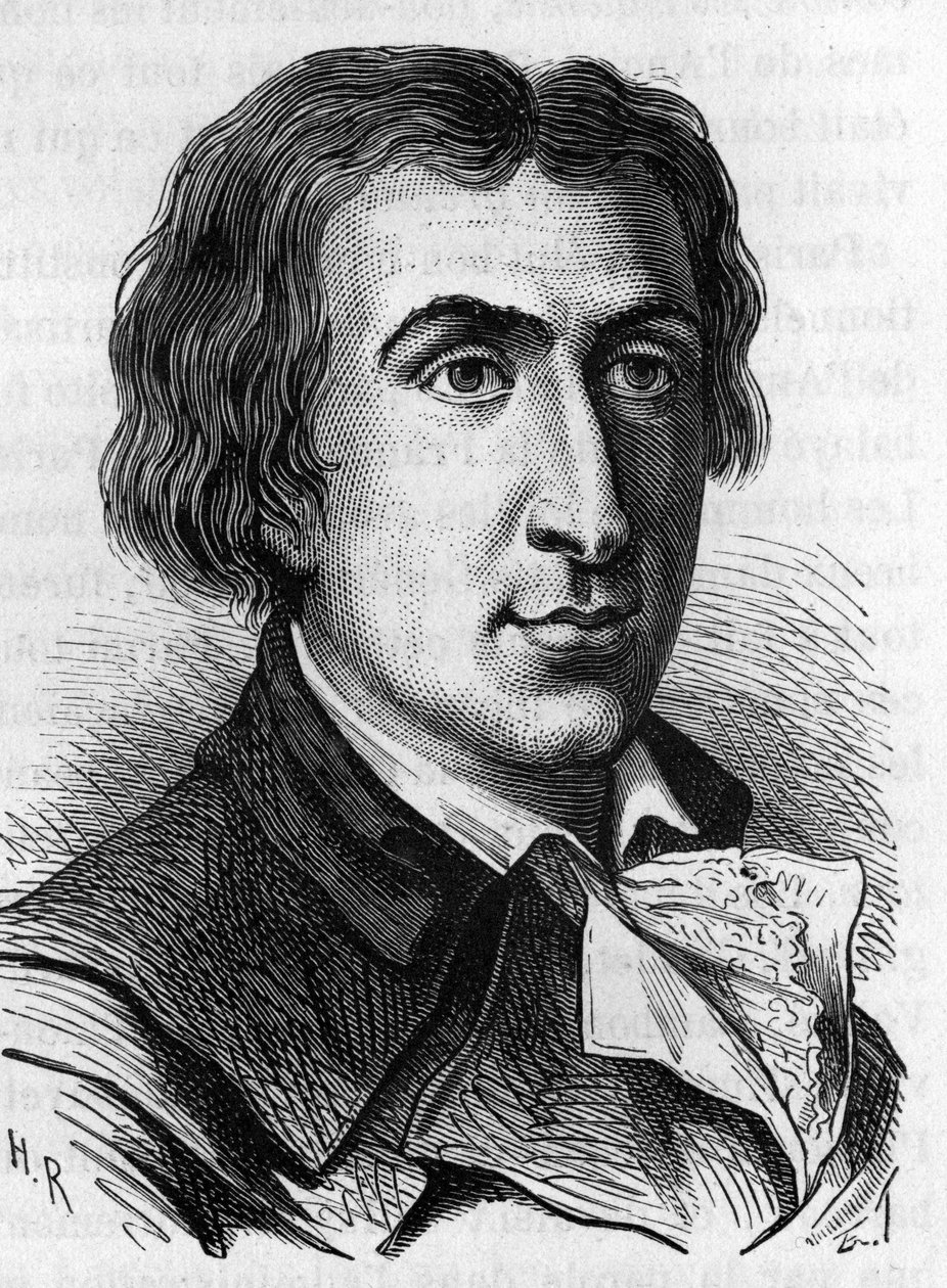 Porträt von Jacques Pierre Brissot de Warville, französischer Journalist und Politiker (1754 - 1793). Er gründete die Société des Amis des Noirs, ein Befürworter der Abschaffung der Sklaverei. Gravur des 19. Jahrhunderts von Unknown artist