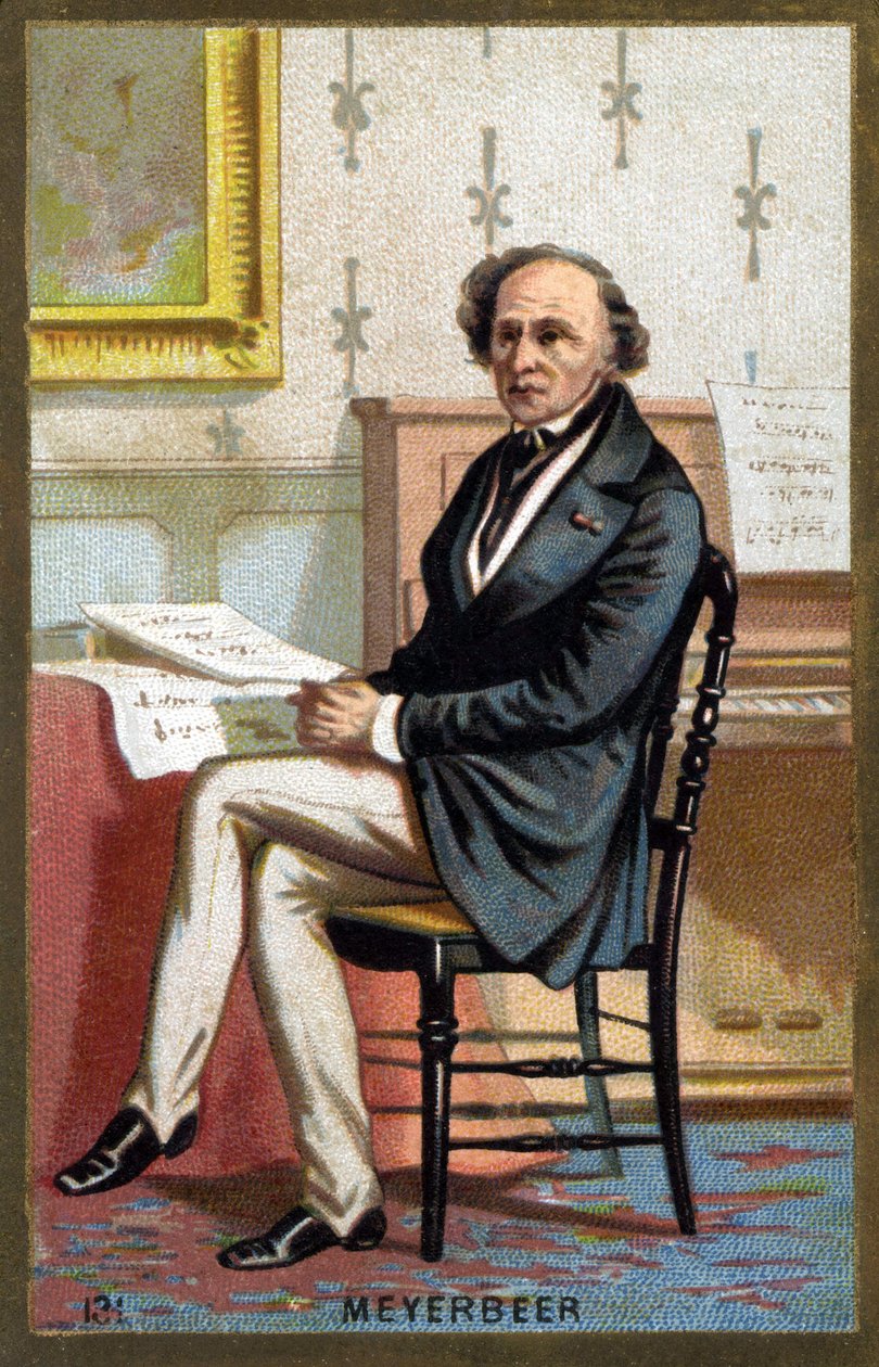 Porträt von Jakob Liebmann Meyerbeer (1791-1864), deutscher Komponist. Chromolithographie des späten 19. Jahrhunderts. von Unknown artist