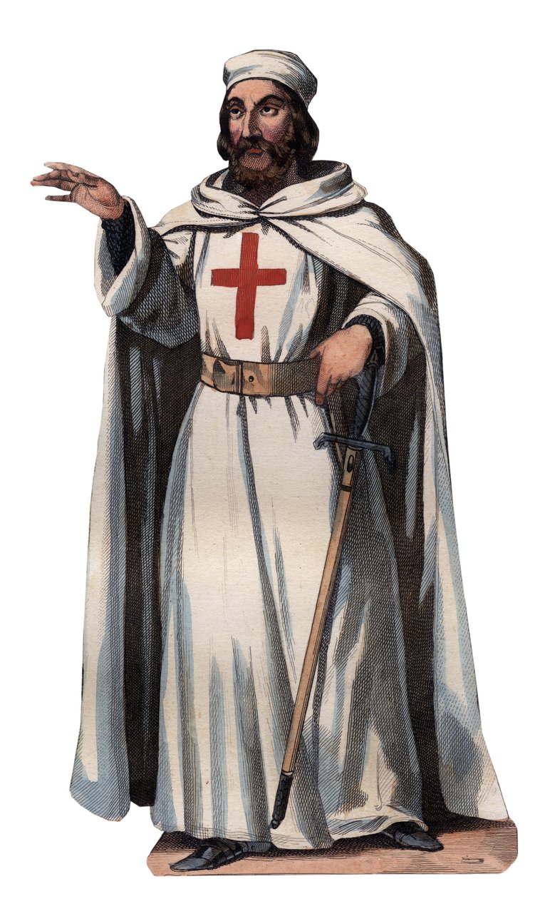 Porträt von Jacques de Molay (1243-1314), Großmeister der Tempelritter. Gravur von 1842 in „Histoire des papes“ von Maurice Lachatre. Private Sammlung. von Unknown artist
