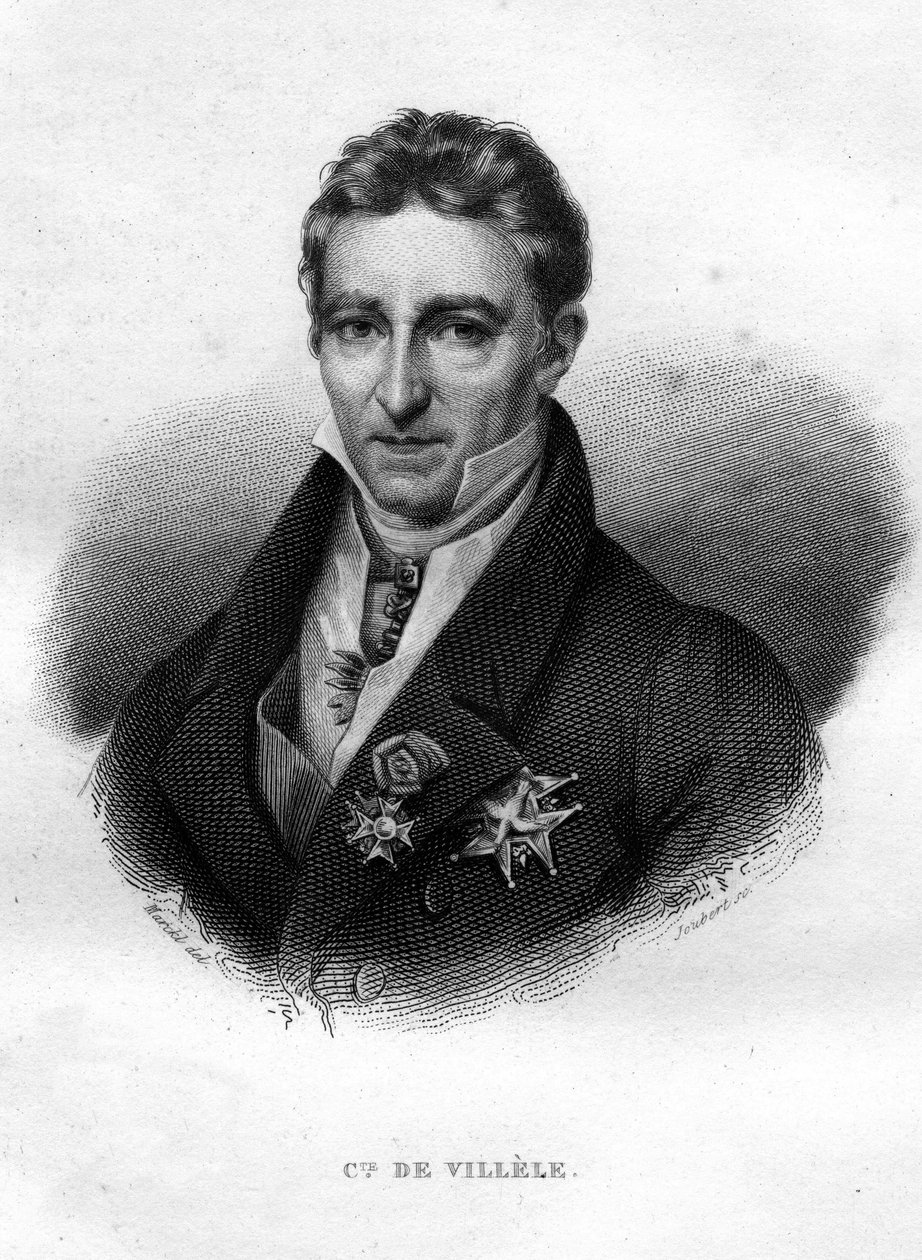 Porträt von Jean Baptiste (Jean-Baptiste) Comte de Villele, französischer Politiker (1773 - 1854) von Unknown artist