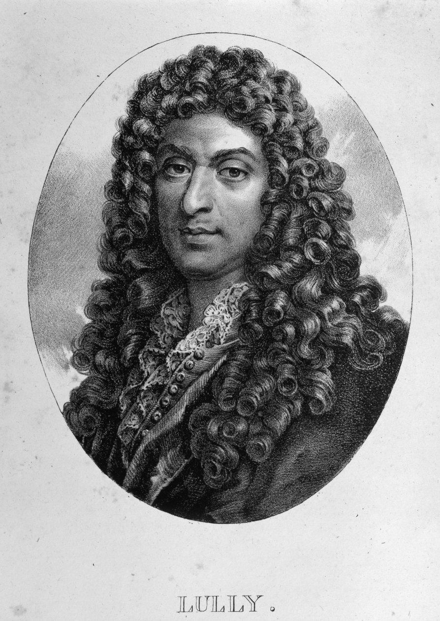 Porträt von Jean Baptiste Lully (Giovanni Battista Lulli) (1632-1687), französischer Komponist italienischer Herkunft. Gravur 19. Jahrhundert von Unknown artist