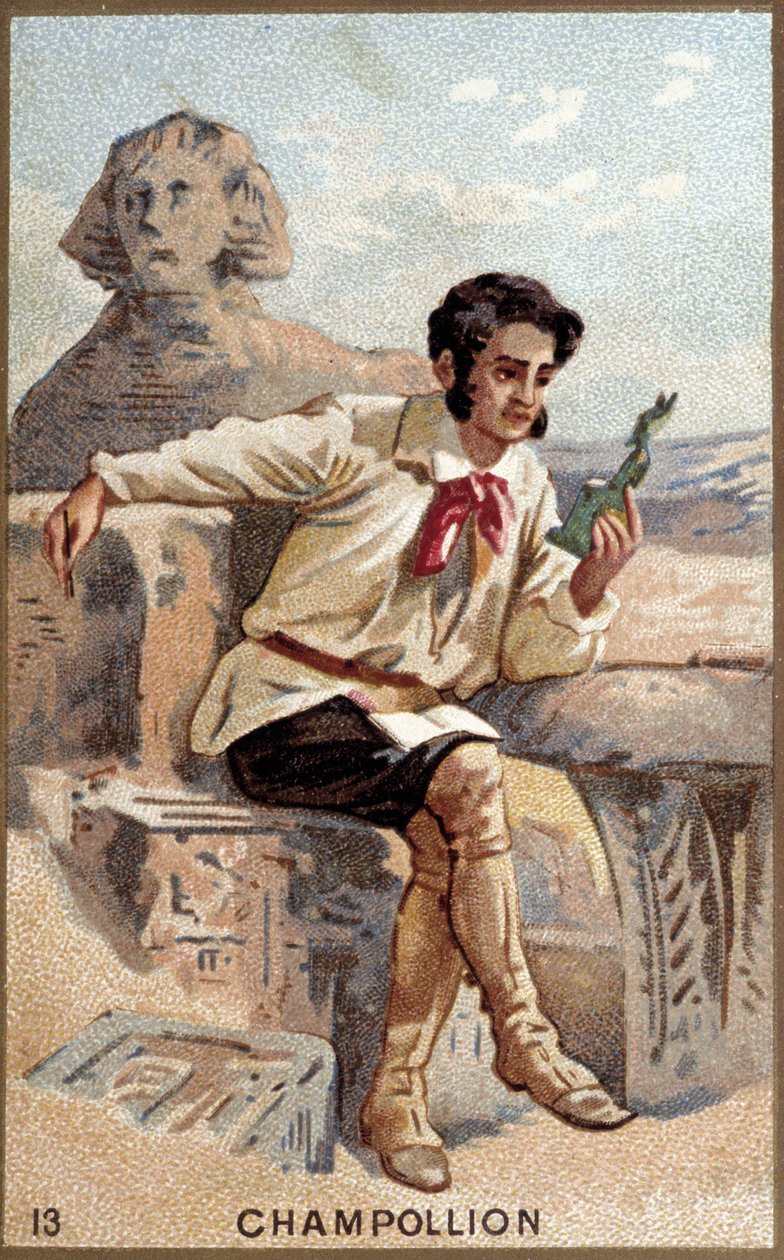 Porträt von Jean-François Champollion, genannt der Jüngere (1790 - 1832), französischer Ägyptologe. Chromolithographie des 19. Jahrhunderts. von Unknown artist