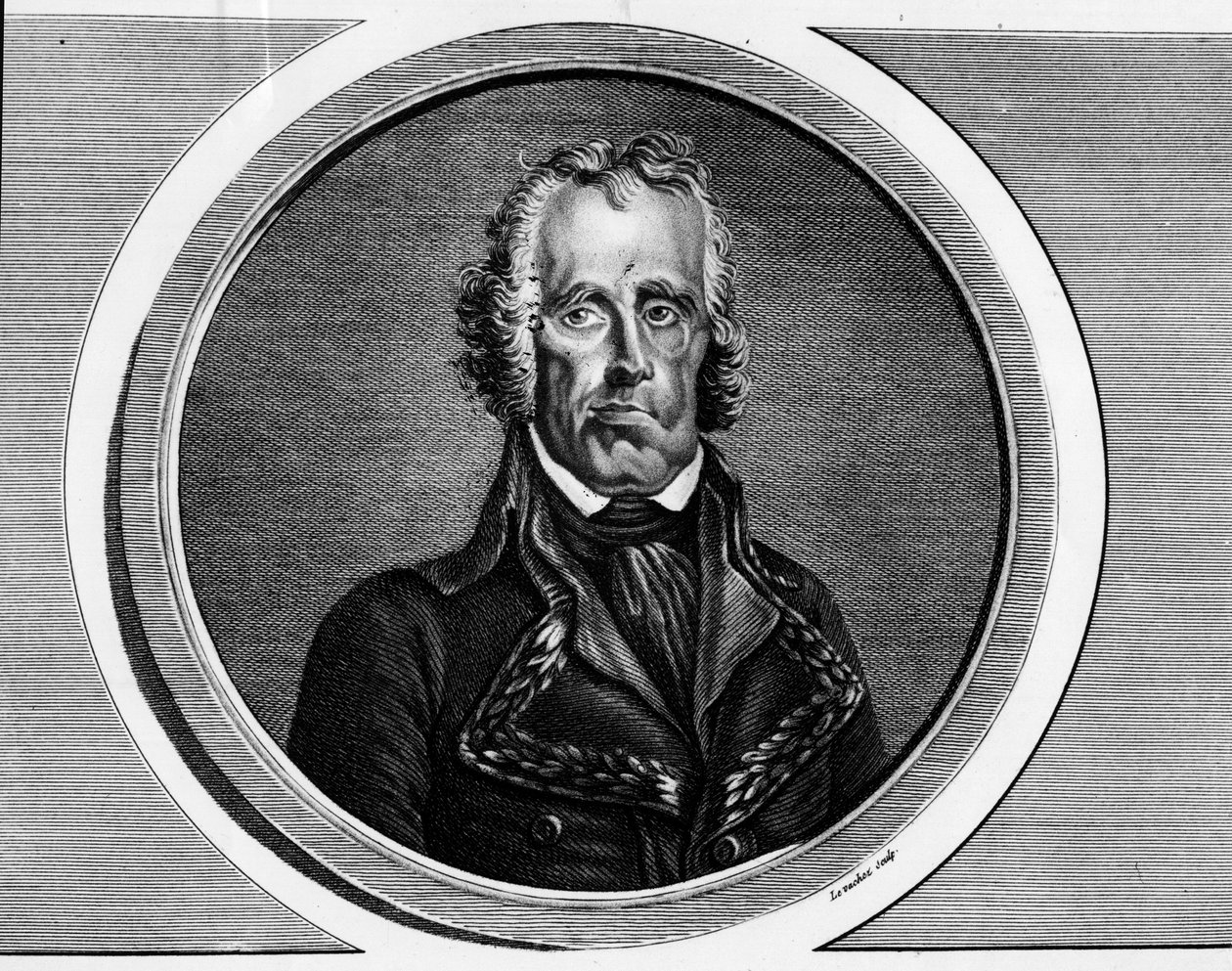 Porträt von Jean Nicolas Houchard, französischer General. Gravur in 