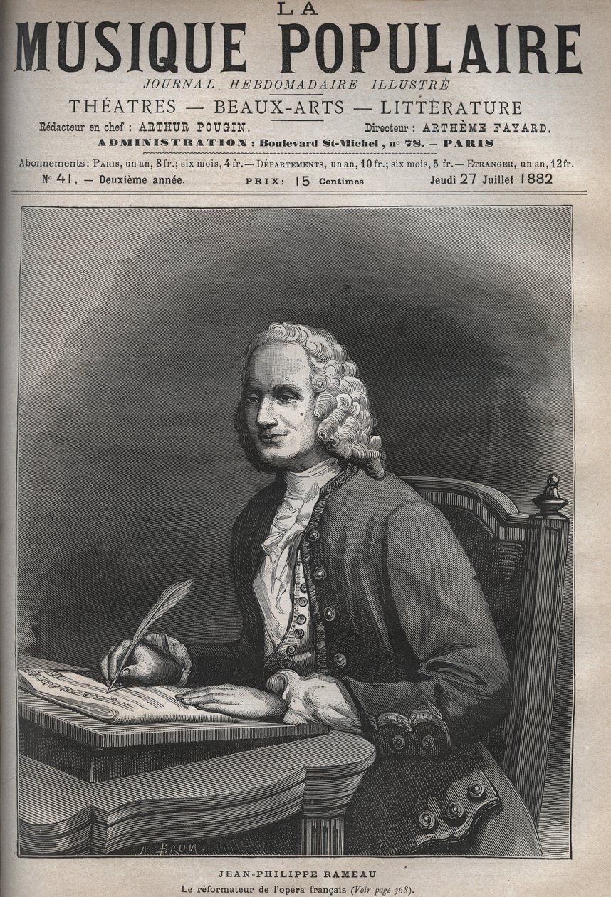 Porträt von Jean-Philippe Rameau (1683-1764), französischer Komponist - Gravur in „La musique populaire“ illustrierten Wochenzeitung - 1882 von Unknown artist