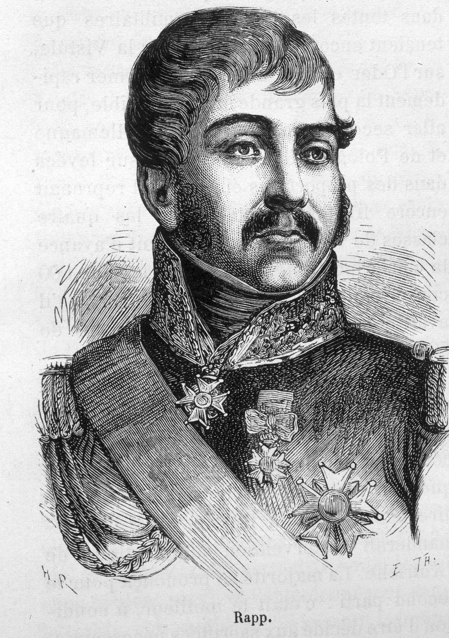 Porträt von Jean Rapp (1772 - 1821). Gravur aus dem späten 19. Jahrhundert in „Histoire de France“ von H. Martin. von Unknown artist