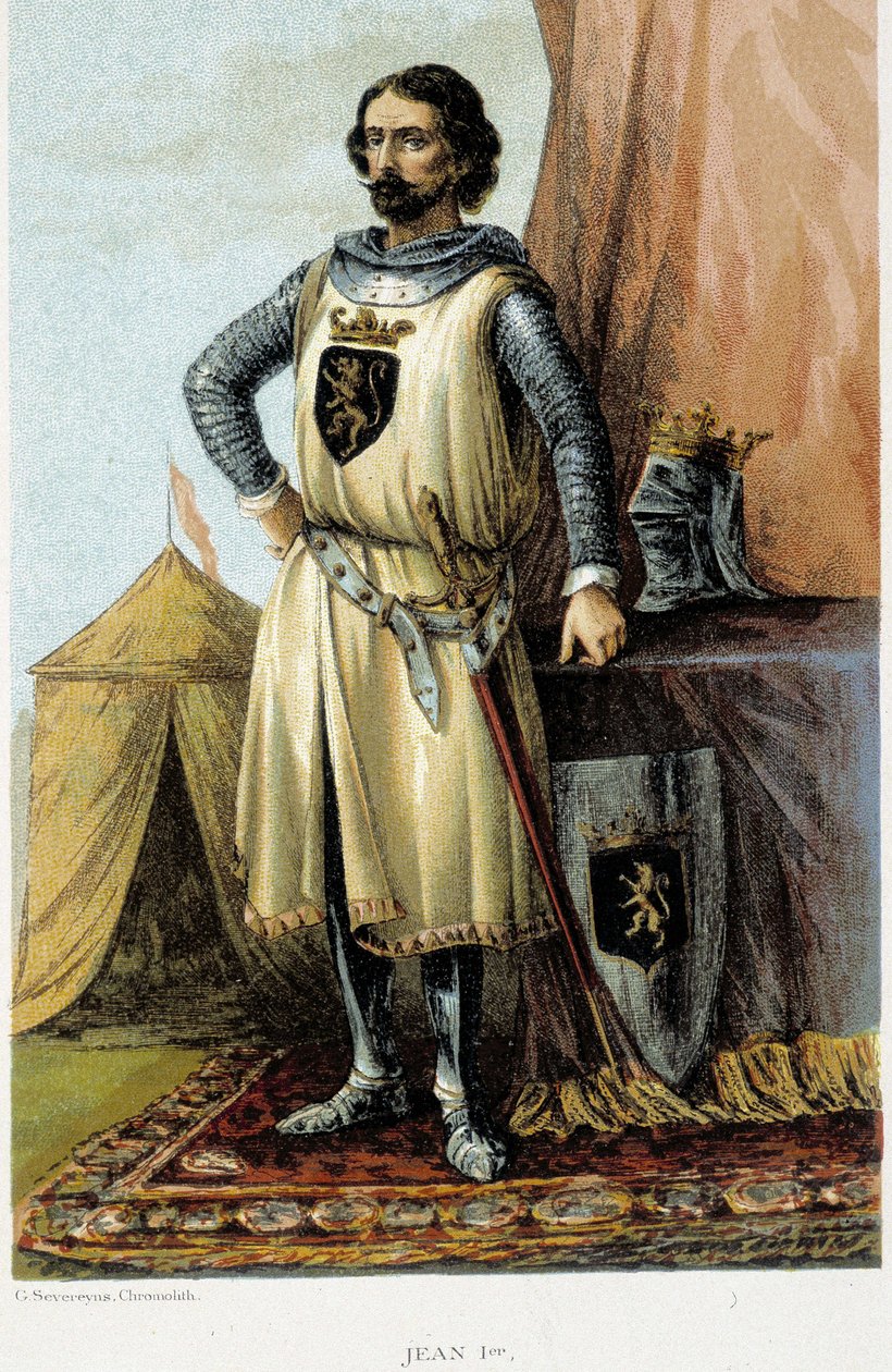 Porträt von Johann I., genannt der Siegreiche (1268-1294), Herzog von Brabant. Chromolithographie des 19. Jahrhunderts von Unknown artist