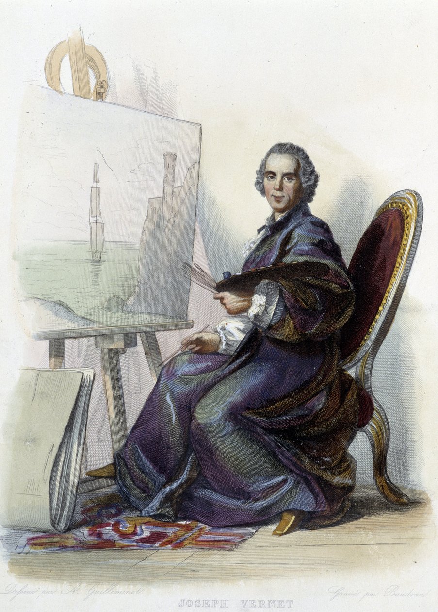 Porträt von Joseph Vernet, französischer Maler, Zeichner und Bildhauer (1714 - 1789) - in "Le Plutarque français", Ed. Mennechet von Unknown artist