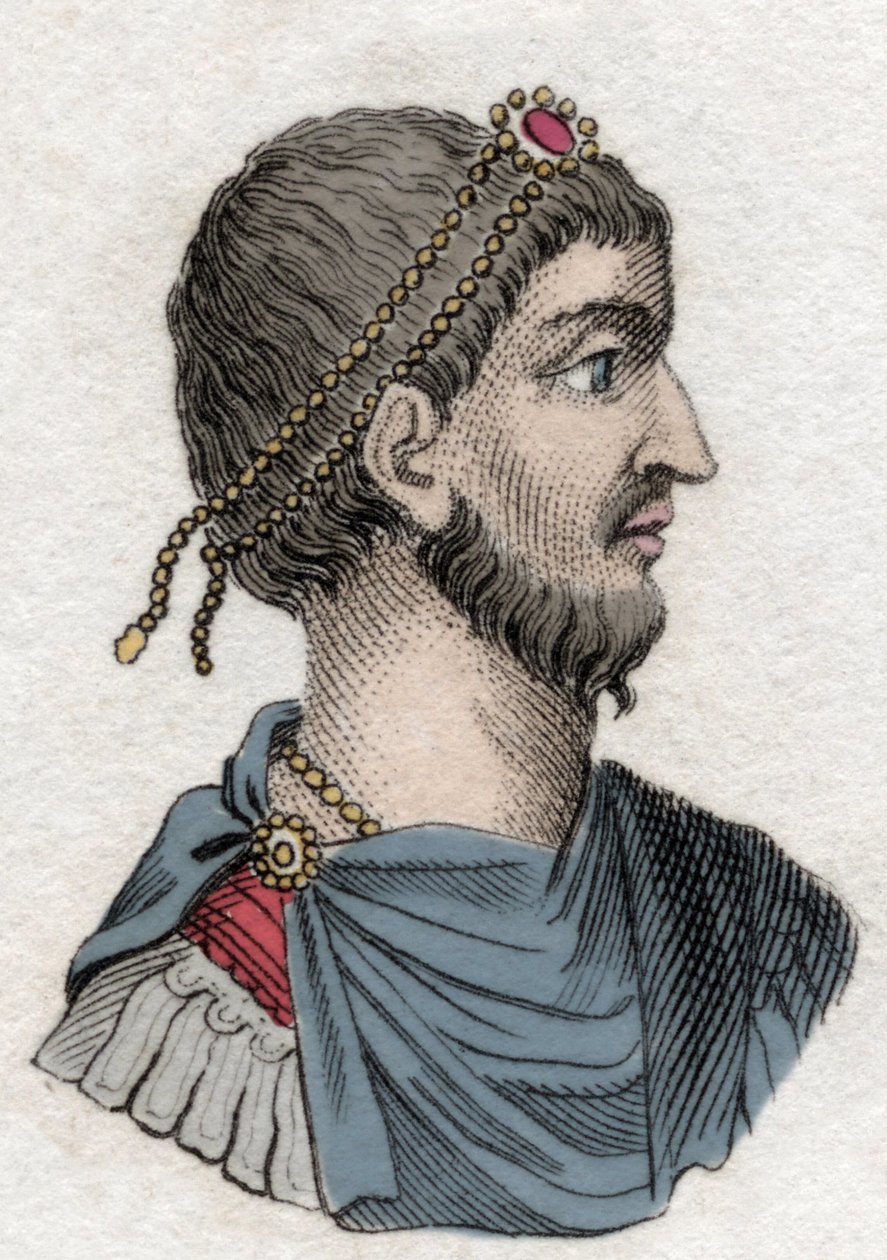 Porträt von Julian dem Abtrünnigen (Flavius Claudius Julianus) (331-363), römischer Kaiser. Gravur des 19. Jahrhunderts von Unknown artist