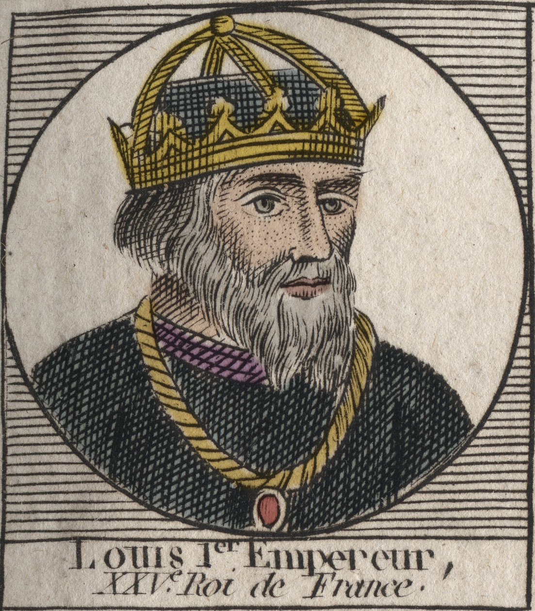 Porträt von Ludwig I. der Fromme (778-840) König von Frankreich, Heiliger Römischer Kaiser - Gravur aus „Instruction sur l