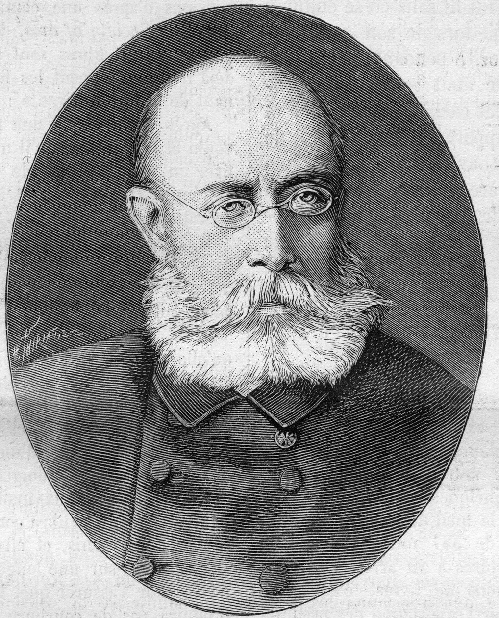 Porträt von Louis Léon César Faidherbe (General Faidherbe) (1818-1889), französischer Soldat und Politiker. Gravur in „La Nature. Revue des sciences et de ses applications aux arts et à l