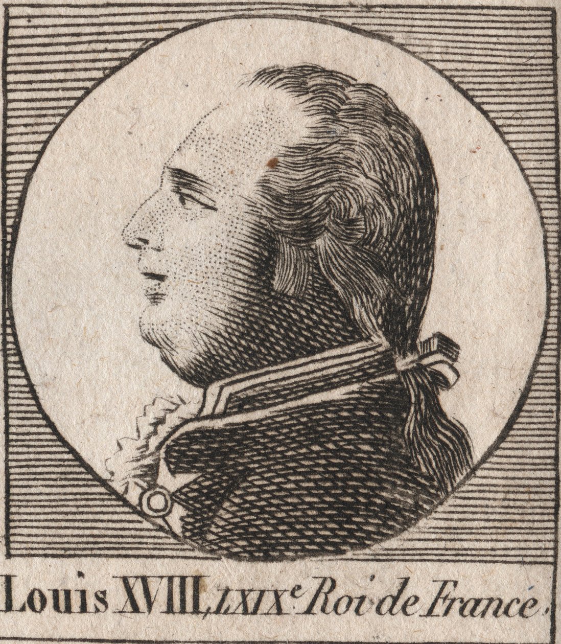 Porträt von Ludwig XVIII. (1755-1824), genannt der Begehrte, König von Frankreich und Navarra von 1814 bis 1815 und von 1815 bis 1824 - Gravur aus „Instruction sur l