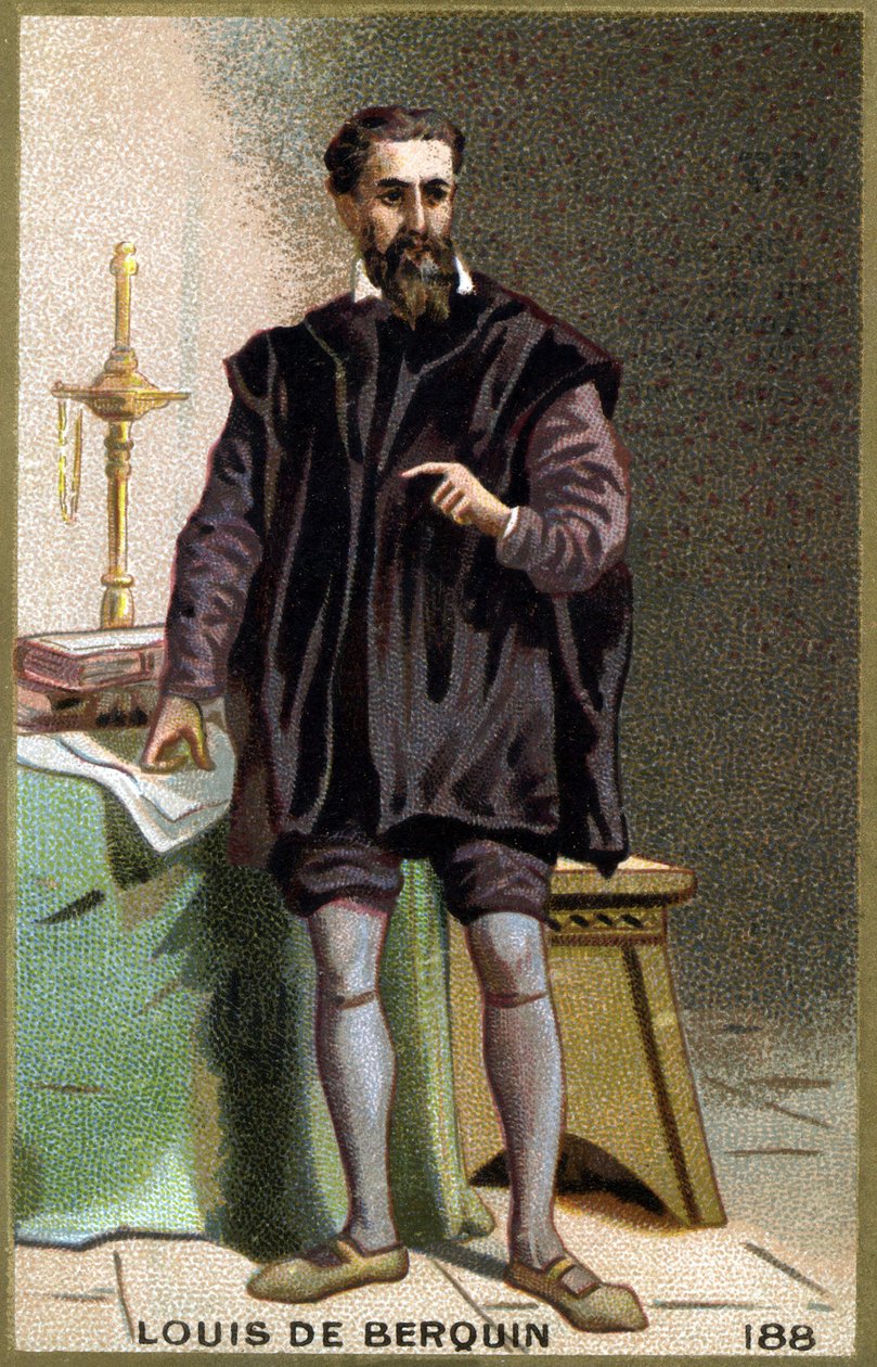 Porträt von Louis de Berquin (1485 - 1529), Ritter und Humanist. Chromolithografie des 19. Jahrhunderts. von Unknown artist