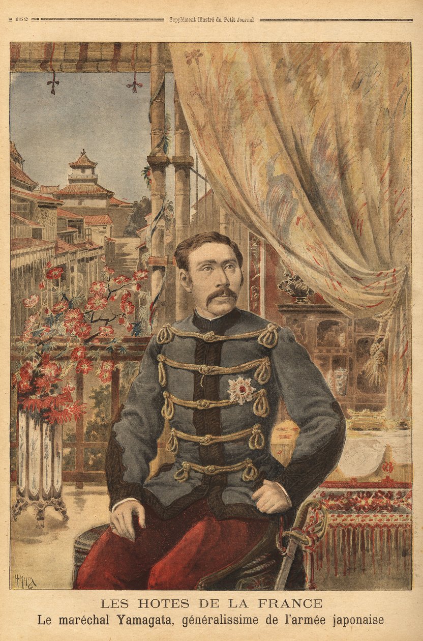 Porträt von Marschall Yamagata Aritomo (1838-1922), einem japanischen Soldaten und Politiker, er kommandierte Japans erste Armee während des Krieges gegen China im Jahr 1894. Gravur in „Le petit journal“ 10/05/1896. Selva Sammlung. von Unknown artist