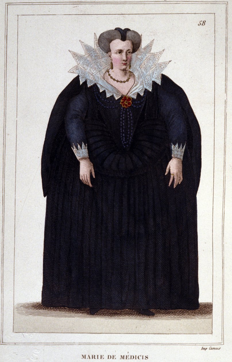 Porträt von Maria von Medici (1573 - 1642), Ehefrau von Heinrich IV. und Mutter von Ludwig XIII. Gravur von 1830 von Unknown artist