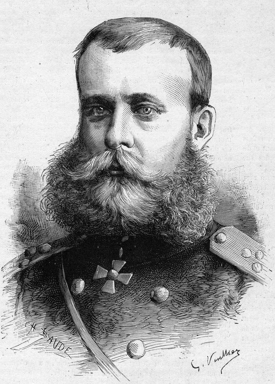 Porträt von Michail Dmitrijewitsch Skobeleff (General Skobeleff oder Skobelev) (1843-1882), russischer Militär. Gravur in „Le Monde Illustré“ Nr. 1301 vom 4. März von Unknown artist