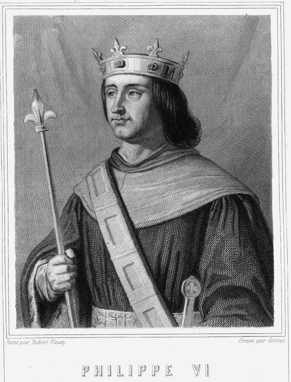Porträt von Philippe VI. de Valois (1294-1350), König von Frankreich - in "Histoire des Français" von Lavallée, Gravur, sd von Unknown artist