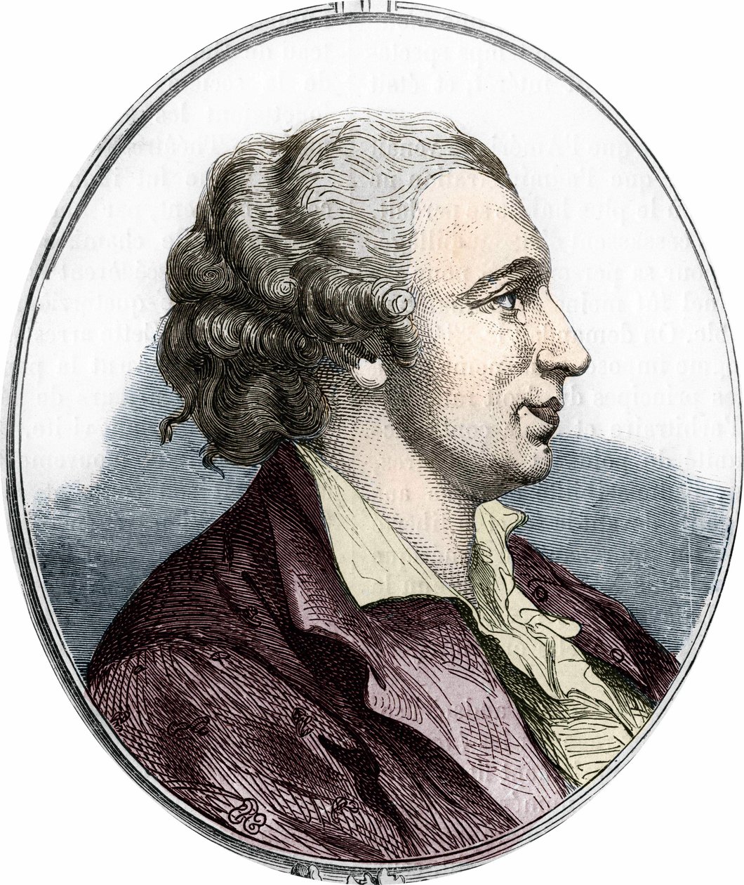 Porträt von Pierre Augustin Caron de Beaumarchais (1732 - 1799), französischer Schriftsteller und Dramatiker. Gravur von 1866 von Unknown artist