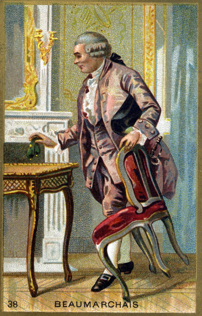 Porträt von Pierre Augustin Caron de Beaumarchais (1732 - 1799) französischer Schriftsteller und Dramatiker. Chromolithographie des 19. Jahrhunderts von Unknown artist