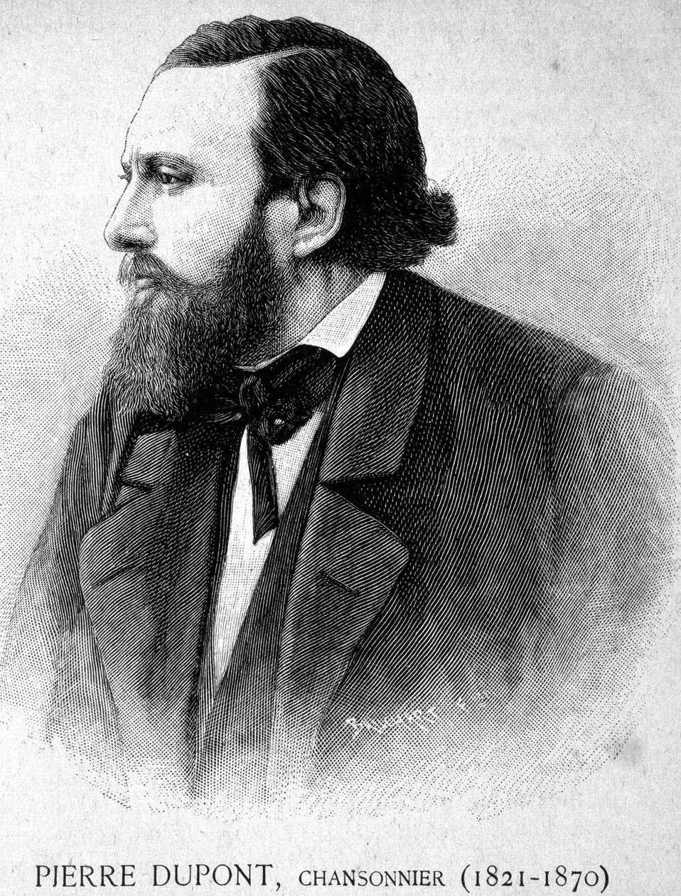 Porträt von Pierre Dupont, Chansonnier (1821 - 1870) - in „Les Contemporains“, n.d. Ende 19. Jahrhundert von Unknown artist