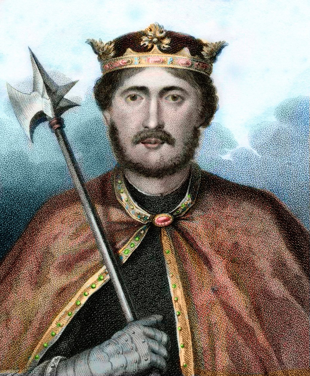 Porträt von Richard I. (1157-1199), König von England, auch genannt Richard Löwenherz - Porträt von Richard Löwenherz - Gravur 19. Jahrhundert von Unknown artist