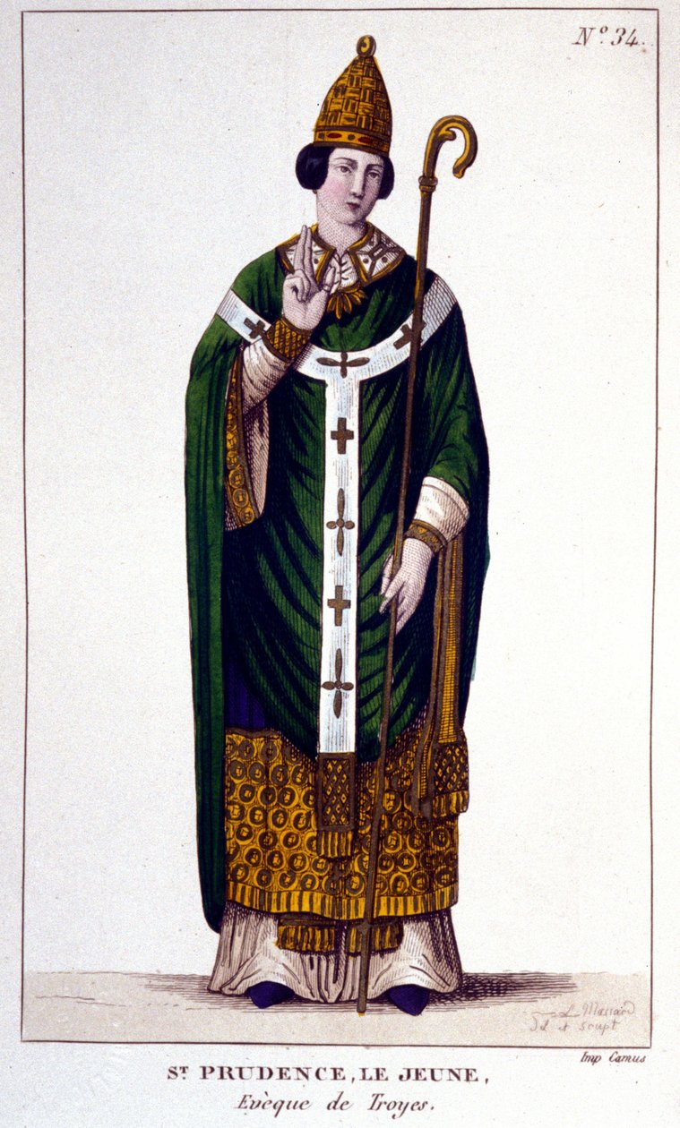 Porträt von Saint Prudence von Troyes, Bischof von Troyes (9. Jahrhundert). von Unknown artist