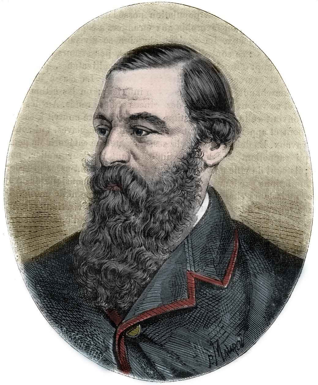 Porträt von Sir Samuel Baker (1821-1893), Gravur aus „Bildergeschichte der großen Reisen im neunzehnten Jahrhundert“. 1877 von Unknown artist