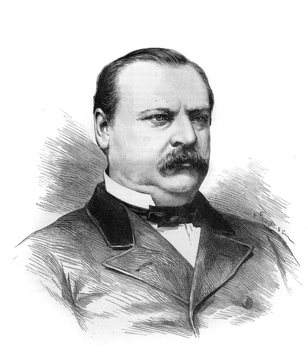 Porträt von Stephen Grover Cleveland (1837-1908), designiert für die Präsidentschaft der amerikanischen Republik durch die Delegierten der Staaten. Gravur in „Le Monde Illustré“. von Unknown artist