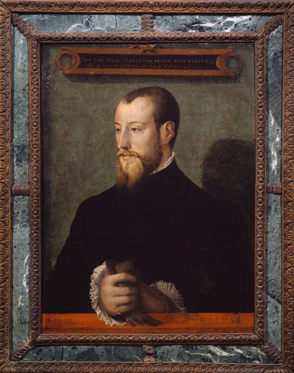 Porträt von Théodore de Bèze (1519-1605) im Alter von 24 Jahren, französischer Theologe, Gemälde eines anonymen Malers von Unknown artist