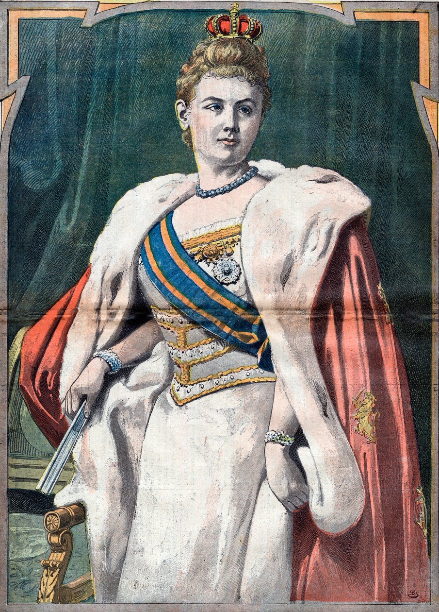 Porträt von Wilhelmina, Königin der Niederlande von 1890 bis 1948 (Druck) von Unknown Artist