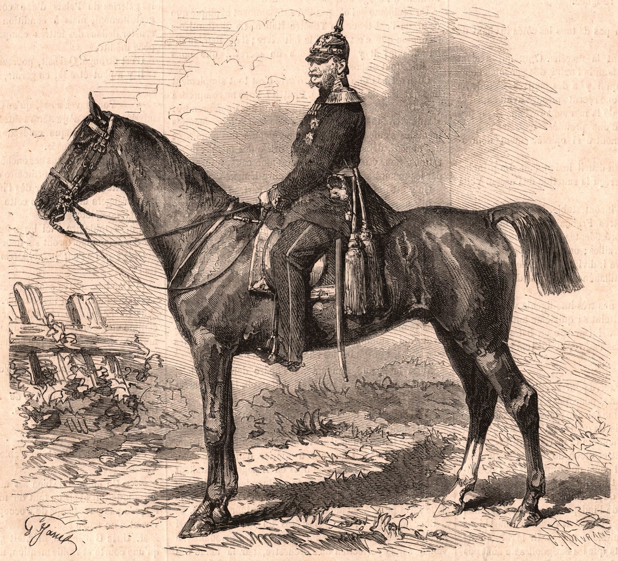 Porträt von Wilhelm I. in Uniform auf dem Pferd von Unknown