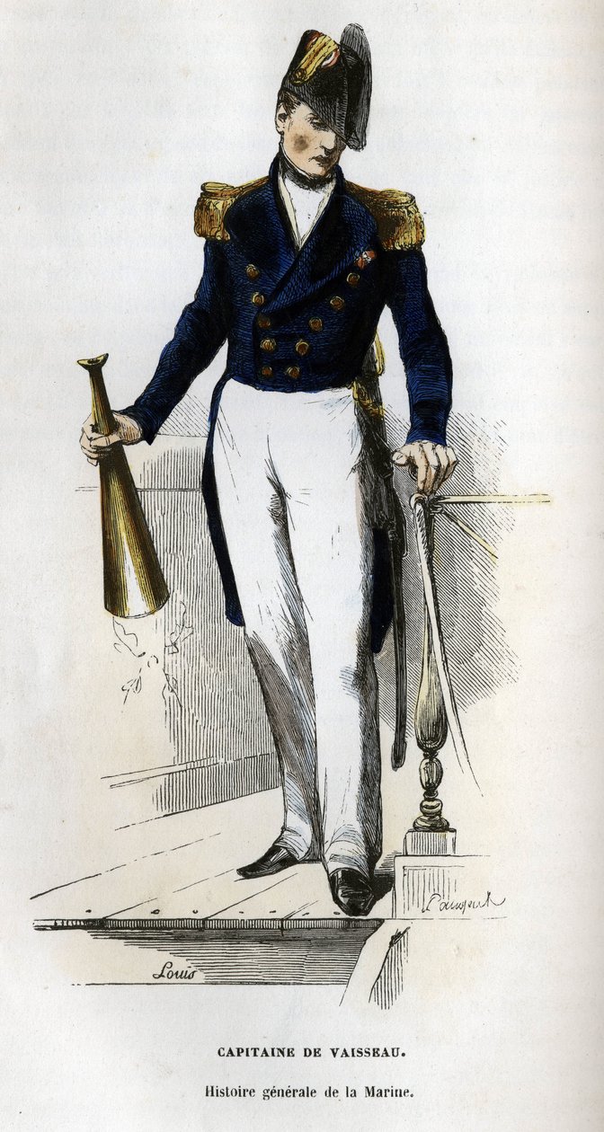 Porträt eines Schiffskapitäns. In „Allgemeine Geschichte der Marine“ von Van Tenac. von Unknown artist