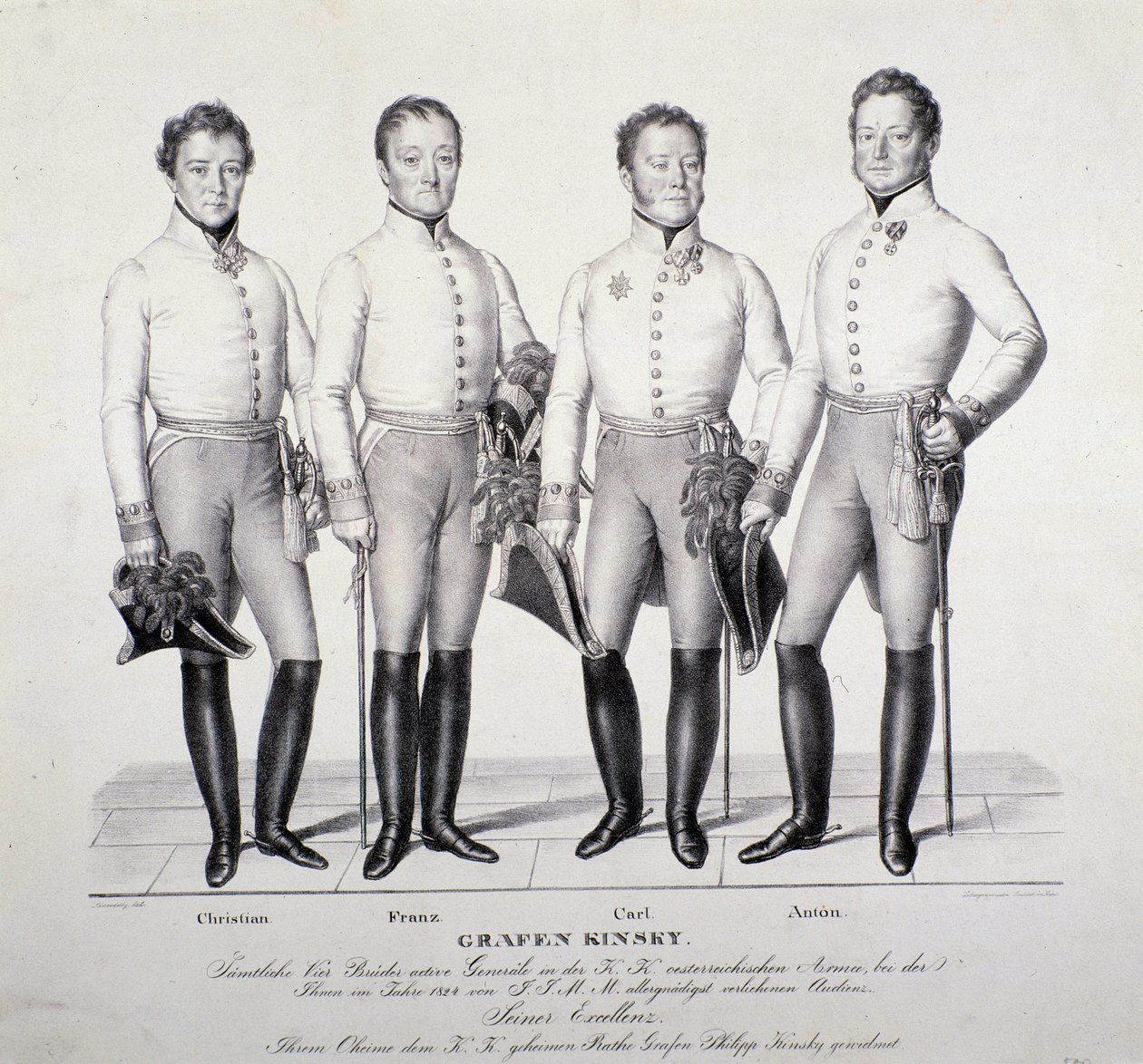 Porträt der Prinzen der Familie Kinsky aus Böhmen: Christian, Franz, Carl und Anton von Unknown artist