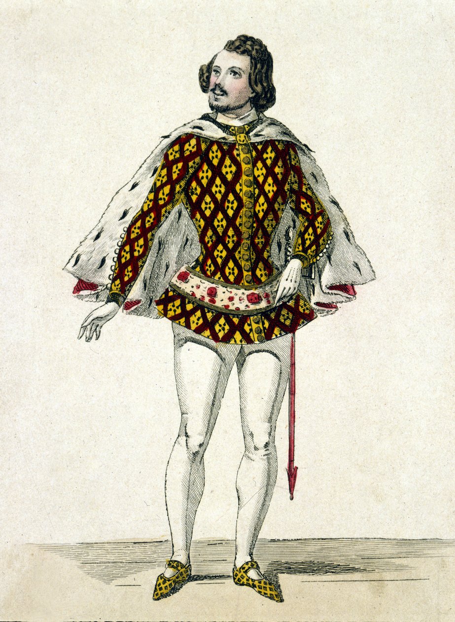 Porträt des französischen Tenors Gilbert-Louis Duprez (1806 - 1896) in der Rolle des Fernando im dritten Akt von „La Favorite“ von Donizetti in Paris. 1838. von Unknown artist