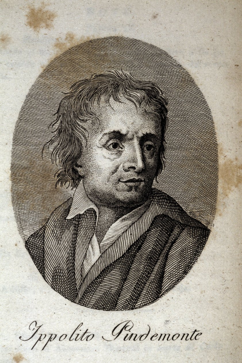 Porträt des italienischen Dichters Ippolito Pindemonte (1753-1828), Freund des Dichters und italienischen Dramatikers Ugo Foscolo (1778-1827). Gravur aus dem 19. Jahrhundert von Unknown artist