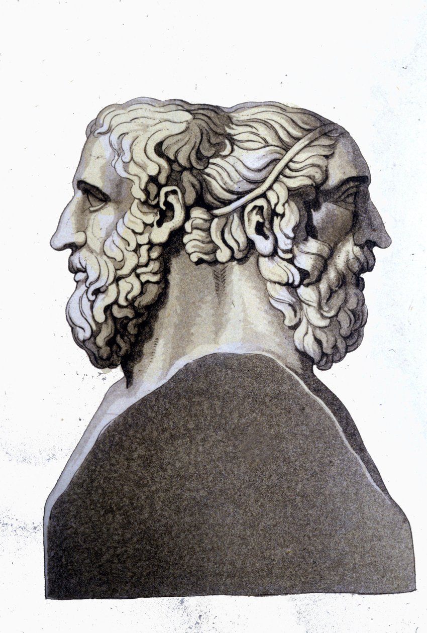 Porträts von Homer (9. Jahrhundert v. Chr.) und Archiloque (712 v. Chr. - 648 v. Chr.), griechische Dichter. von Unknown artist