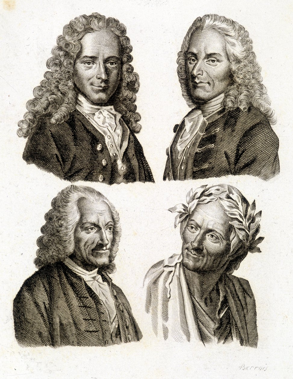 Porträts von Voltaire in verschiedenen Altersstufen - Gravur von Unknown artist