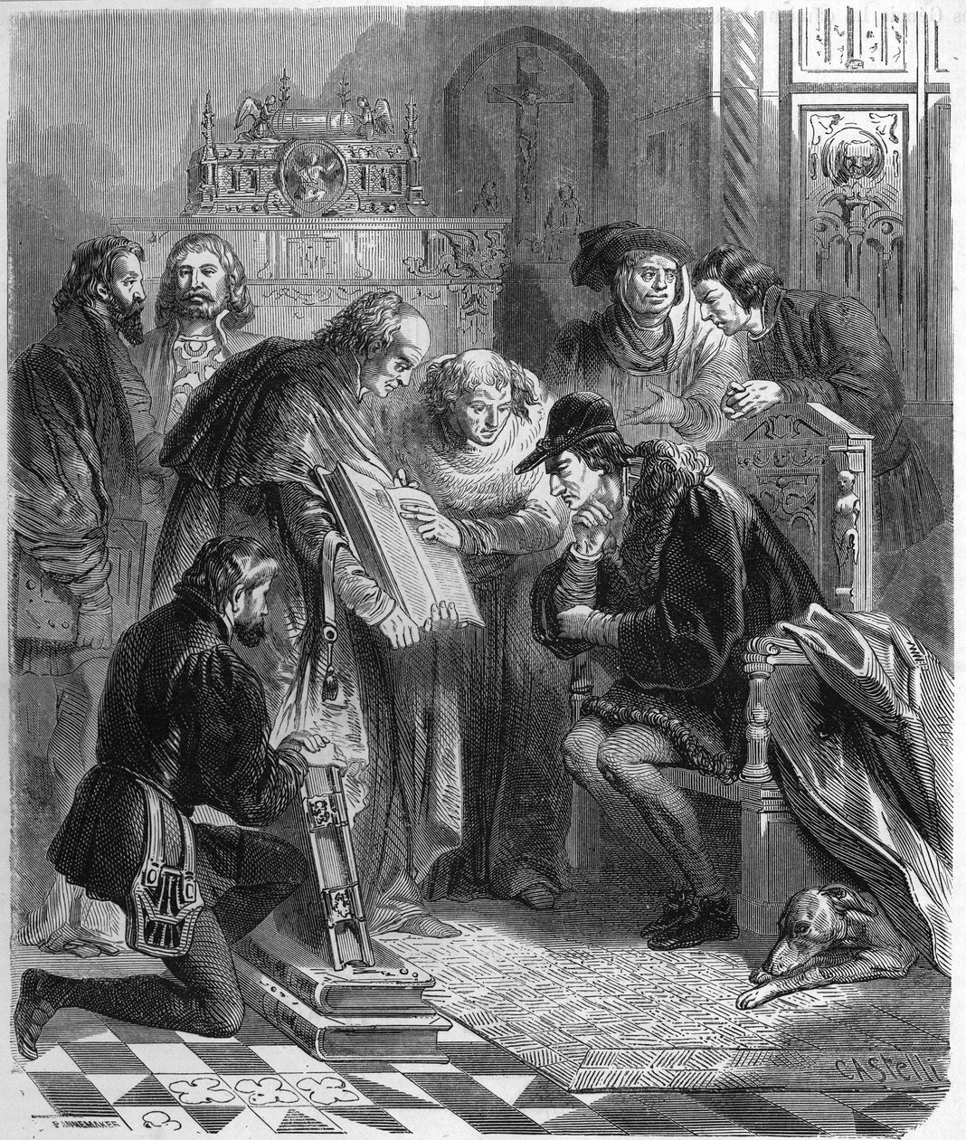 Vorstellung der gedruckten Bibel an Ludwig XI. (1423-1483), König von Frankreich von Unknown artist