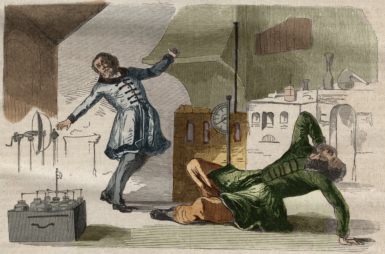 Professor Georges Guillaume (Wilhelm) Richmann (1711-1753) starb in seinem Werkstatt bei einem Experiment mit einem Elektrometer von Unknown artist