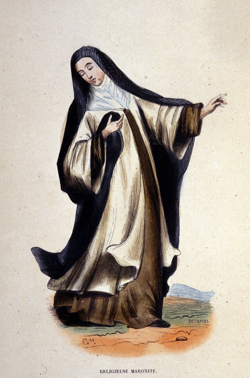 Religiöser Maronit. Gravur aus einem Album über religiöse Orden, Paris von Unknown artist
