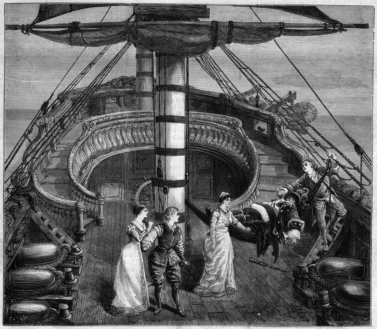 Aufführung einer komischen Oper: „La créole“ von Albert Millaud und Jacques Offenbach. Dritter Akt. Gravur in „The Universe illustrious“ von Unknown artist