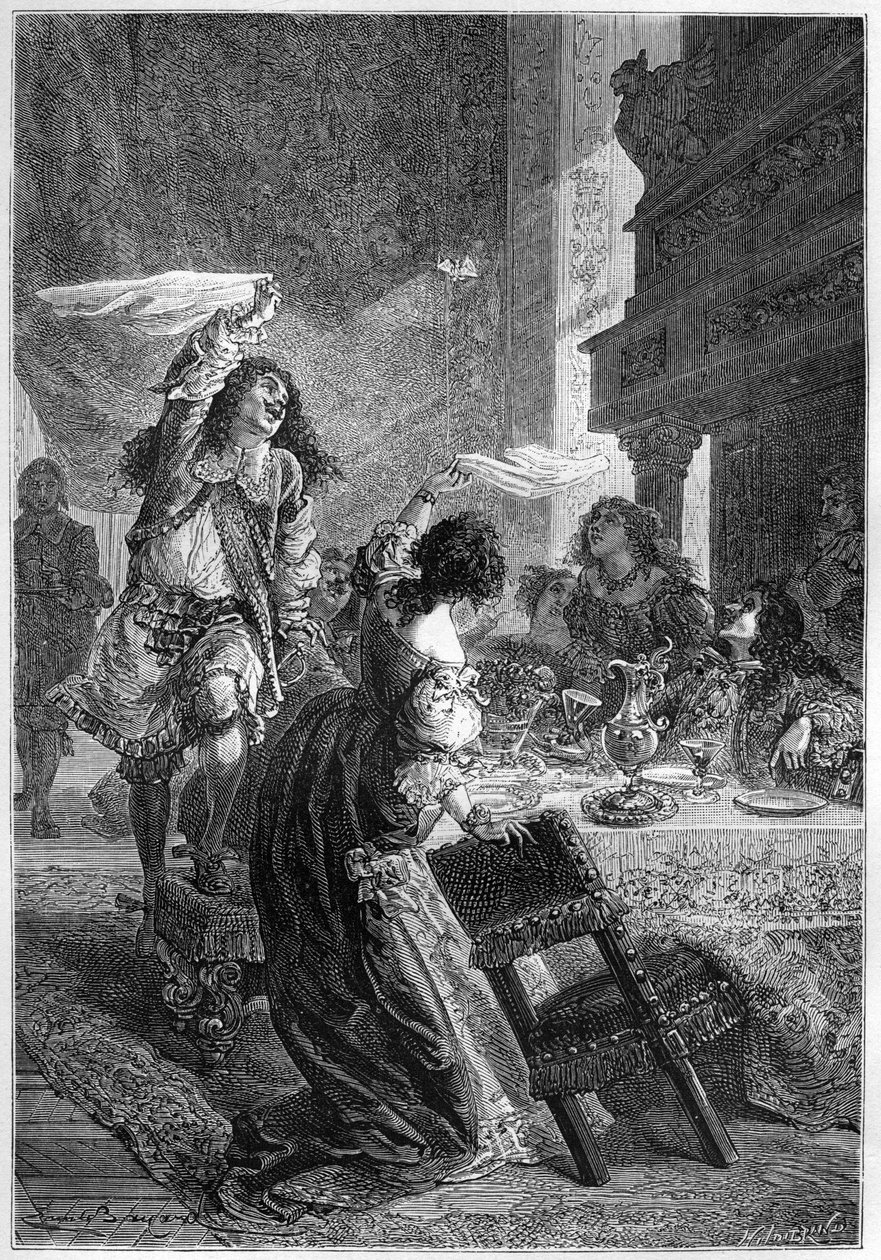 Restaurationsparty - König Karl II. (1630-1685) mit Lady Castlemaine (BARBARA VILLIERS, Gräfin von Castlemaine, Herzogin von CLEVELAND, Geliebte von Karl II.) - Karl II. feiert seine Thronbesteigung in England im Jahr 1660 mit seiner Geliebten, Lady Castle von Unknown artist